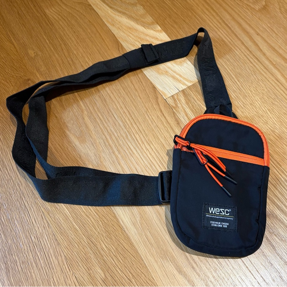 WeSC Black and Orange Cross Body Bag